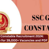 SSC GD Constable Recruitment 2024: Apply Now for 39,000+ Vacancies and PDF